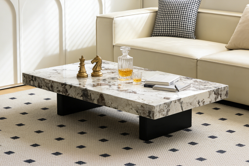Picture of [FLOOR MODEL CLEARANCE] LUCIANO 140 Microcrystalline Stone Top Coffee Table (Light)