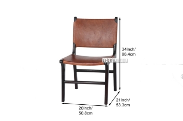 Picture of [FLOOR MODEL CLEARANCE] EUROPA Solid Teak Wood Chair (Genuine Cowhide) 