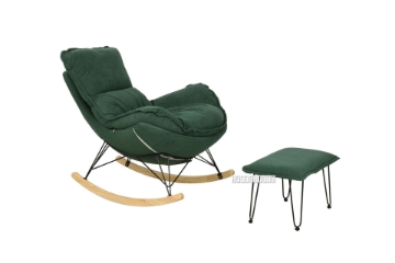 Picture of [FLOOR MODEL CLEARANCE] LOBSTER Fabric Rocking Chair with Footstool (Green) 