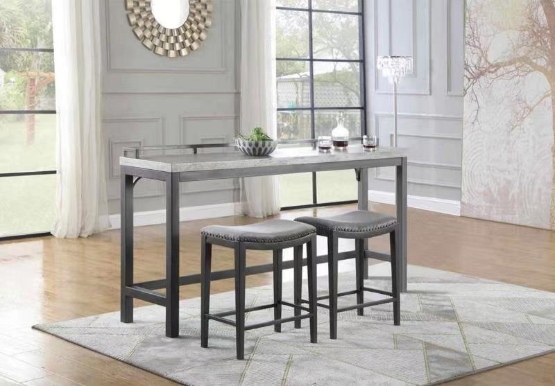 Picture of [FLOOR MODEL CLEARANCE]ANKARA Pub table/Console bar table  Set - 54  Inches Table with Two Stools
