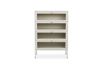 Picture of [FLOOR MODEL CLEARANCE] STARK Steel Frame 4-Door Glass Shoe Cabinet (Cream)
