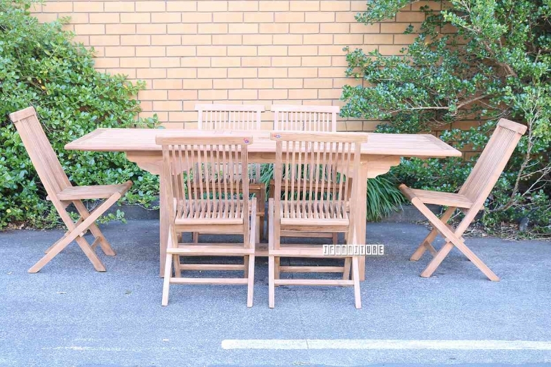 Picture of [FLOOR MODEL CLEARANCE] BALI SOLID TEAK  160/210 7PC EXTENSION DINING SET MODEL 010 