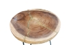 Picture of 659-036 NATURA Round Solid Mungur Wood Side Table with Icy Glass Inlay 