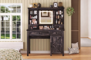 Picture of ASHBURY Dressing Table with Sliding LED Mirror