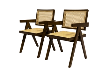 Picture of CHANDIGARH Solid Wood Replica Armchair (Walnut) - 2 Chairs in 1 Carton