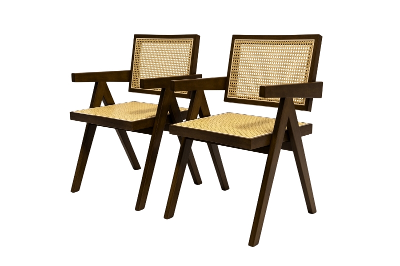 Picture of CHANDIGARH Solid Wood Replica Armchair (Walnut) - 2 Chairs in 1 Carton