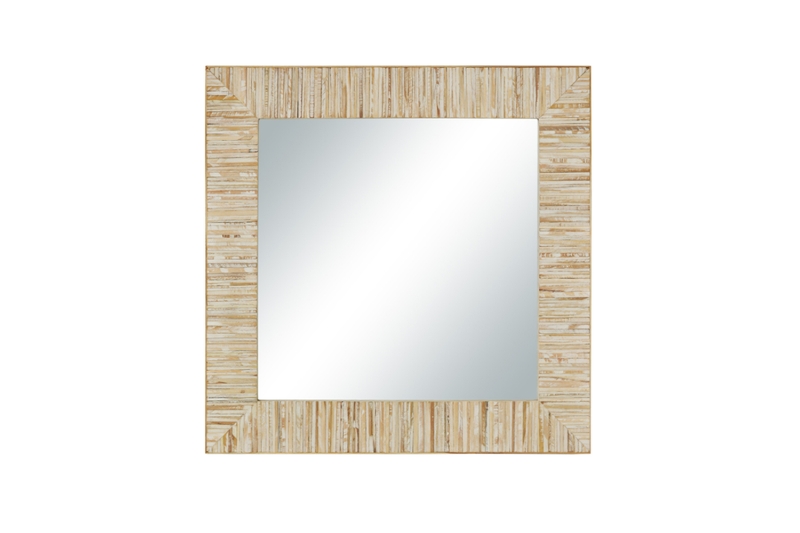 Picture of WALTER Square Acacia Wood Wall Mirror with Coconut Chip Inlay (34.5"x34.5")