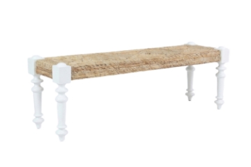 Picture of NEVADA 55" Natural Abaca Banana Original Weave Seat Bench with Solid Acacia Wood Legs