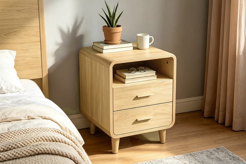 Picture of LINEA 2-Drawer Nightstand with Charging Station (Natural)