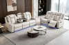 Picture of MONROSE Air Leather Dual Motor Reclining Sofa Range with Bluetooth Speaker + USB Port, Power Socket & Wireless Charging + LED Lighting (Light Grey)