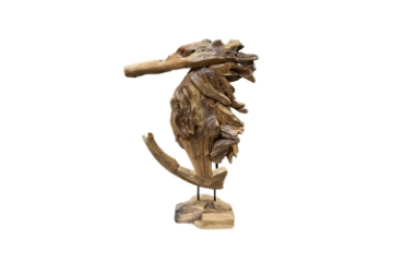 Picture of 659-002 Large Teak Wood Seahorse Sculpture (14.5"x5.5"x27.5")