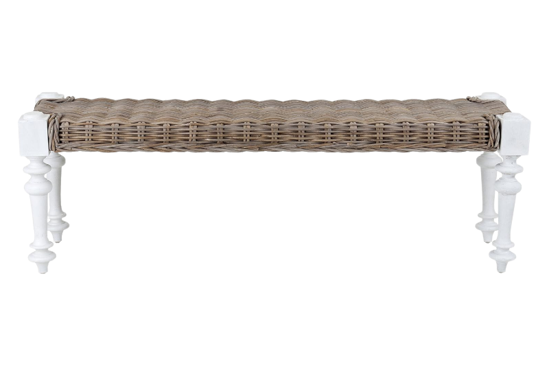 Picture of NEVADA 55" Full Grey Kubu Original Weave Seat Bench with Solid Acacia Wood Legs (Grey Brown)
