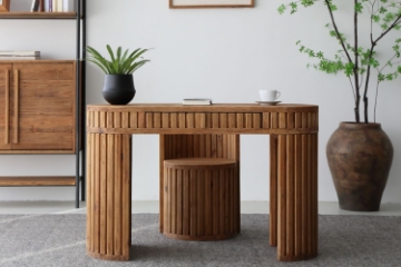 Picture of RILMOND 47" Reclaimed Pine Wood Desk and Barrel Stool Set