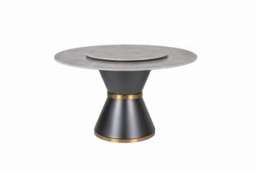 Picture of ORBIT 53" Round Grey Sintered Stone Dining Table with Lazy Susan