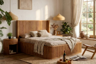 Picture of RILMOND Reclaimed Pine Wood Bed Frame - Eastern King Size