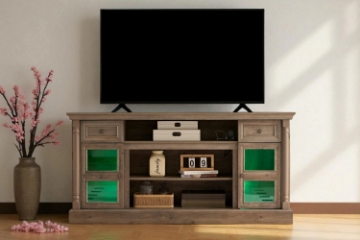 Picture of VANTO TV Stand with Charging Station and LED Lights (Wash Grey)