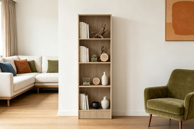 Picture of MOOK 71"x22.5" 4-Tier Bookshelf (Light Oak)