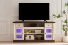 Picture of VANTO TV Stand with Charging Station and LED Lights (White & Walnut)