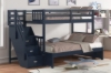 Picture of WILLY Convertible Twin-Twin/Twin-Double Bunk Bed with Storage Staircase (Blue)