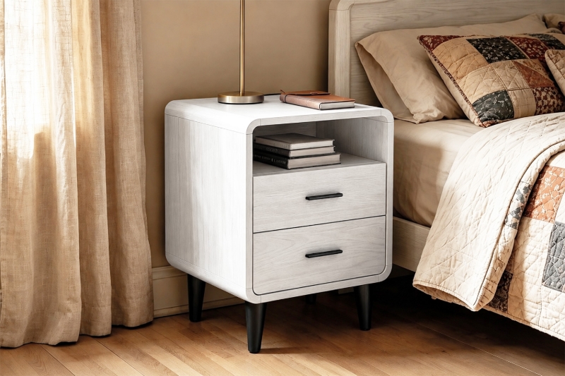 Picture of LINEA 2-Drawer Nightstand with Charging Station (White)