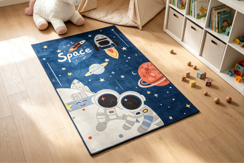Picture of FABLE 59"x39.5" Cartoon Washable Rug (Space Printed)