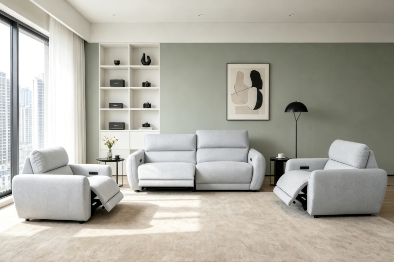 Picture of BENTON Dual Motor Power Recliner Sofa Range - Armchair + Armchair + Sofa Set