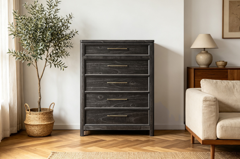 Picture of MONTEREY Genuine Mindi Wood Veneer 5-Drawer Chest