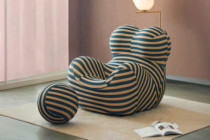 Picture of [FLOOR MODEL CLEARANCE] BOBBY Lounge Chair with Ottoman (Blue and Yellow)