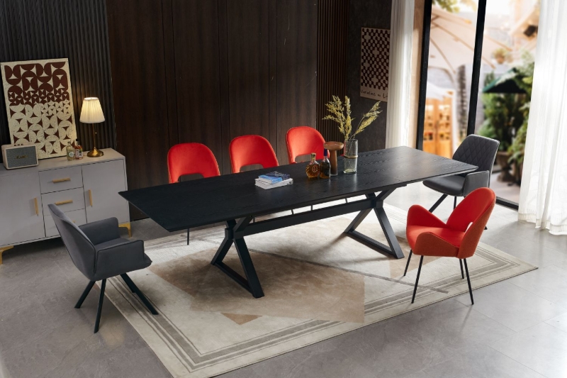 Picture of [FLOOR MODEL CLEARANCE] CAPITOL Extension Dining Table  71"-86.6"-102"-118" Long (Black)
