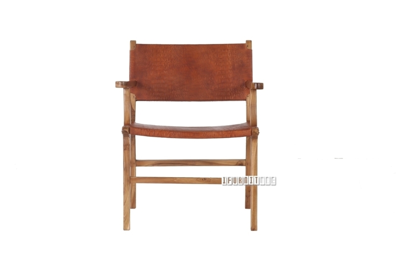 Picture of [FLOOR MODEL CLEARANCE] NANCY Solid Teak Chair *Genuine Cowhide