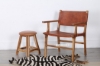 Picture of [FLOOR MODEL CLEARANCE] NANCY Solid Teak Chair *Genuine Cowhide