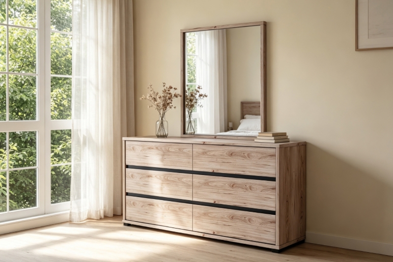 Picture of OAKFORD 6-Drawer Dresser with Mirror