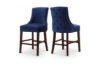 Picture of [FLOOR MODEL CLEARANCE] FRANKLIN Velvet Counter Chair Solid Rubber Wood Legs (Navy Blue)