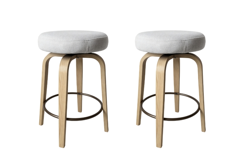 Picture of LUKE H25.5" 360° Swivel Counter Height Stool (Beige) - 2 Chairs in 1 Carton