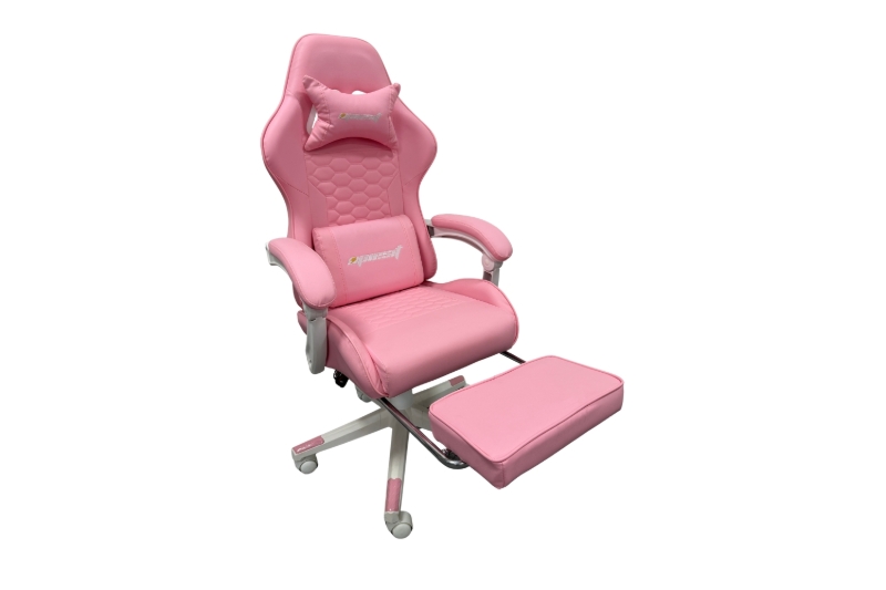 Picture of TURBO 360° Swivel Height-Adjustable Gaming Chair with Reclining Backrest, Lumbar Support & Footrest (Pink)