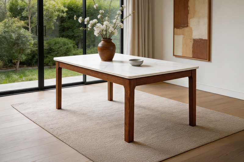 Picture of HARU 63"/71" Solid Wood Dining table with Sintered Stone Top