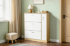 Picture of YORU 39.5" 1-Door 3-Drawer Shoe Cabinet  (Oak & White)